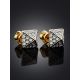 Fashionable Gilded Silver Crystal Stud Earrings, image , picture 2