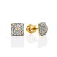 Fashionable Gilded Silver Crystal Stud Earrings, image 