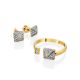 Fashionable Gilded Silver Crystal Stud Earrings, image , picture 3