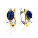 Bicolor Gilded Silver Azurite Earrings, image 