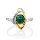 Stylish Gilded Silver Malachite Ring, Ring Size: 9.5 / 19.5, image , picture 4