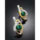 Stylish Bicolor Silver Malachite Earrings, image , picture 2