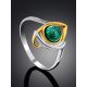 Stylish Gilded Silver Malachite Ring, Ring Size: 9.5 / 19.5, image , picture 2