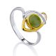 Bicolor Gilded Silver Jade Ring, Ring Size: 6.5 / 17, image 