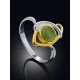 Bicolor Gilded Silver Jade Ring, Ring Size: 8 / 18, image , picture 2