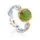 Elegant Gilded Silver Jade Ring, Ring Size: 8.5 / 18.5, image 