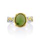 Elegant Gilded Silver Jade Ring, Ring Size: 9 / 19, image , picture 4