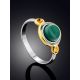 Bright Gilded Silver Malachite Ring, Ring Size: 8.5 / 18.5, image , picture 2