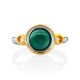 Bright Gilded Silver Malachite Ring, Ring Size: 9.5 / 19.5, image , picture 4