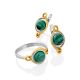 Bright Gilded Silver Malachite Ring, Ring Size: 8 / 18, image , picture 5