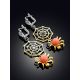 Bold Spider Web Design Silver Coral Earrings, image , picture 2