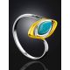 Chic Gilded Silver Turquoise Ring, Ring Size: 9.5 / 19.5, image , picture 2