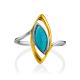Chic Gilded Silver Turquoise Ring, Ring Size: 9.5 / 19.5, image , picture 3