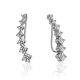 Shimmering Silver Crystal Climber Earrings, image 