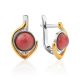 Stylish Gilded Silver Rhodonite Earrings, image 