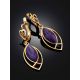 Ultra Feminine Gilded Silver Charoite Earrings, image , picture 2