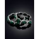 Gorgeous Silver Reconstituted Malachite Hoop Earrings With Crystals, image , picture 2