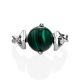Classy Silver Reconstituted Malachite Ring With Crystals, Ring Size: 6.5 / 17, image , picture 3