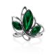 Leaf Motif Silver Reconstituted Malachite Ring, Ring Size: 8.5 / 18.5, image , picture 3