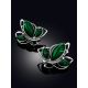Leaf Motif Silver Reconstituted Malachite Earrings, image , picture 2