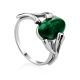 Chic Silver Reconstituted Malachite Ring, Ring Size: 7 / 17.5, image 