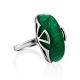 Bright Silver Reconstituted Malachite Ring, Ring Size: 6 / 16.5, image , picture 4