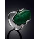 Bright Silver Reconstituted Malachite Ring, Ring Size: 6 / 16.5, image , picture 2