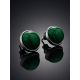 Bright Silver Reconstituted Malachite Stud Earrings, image , picture 2