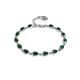 Sleek Silver Reconstituted Malachite Link Bracelet, image 