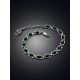 Silver Reconstituted Malachite Link Bracelet, image , picture 2