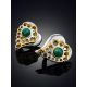 Heart Motif Gilded Silver Amazonite Earrings, image , picture 2