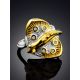 Stingray Motif Gilded Silver Crystal Ring, Ring Size: 8 / 18, image , picture 2