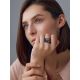 Luminous Blackened Silver Stackable Ring With Garnet  And EnamelThe Gothic, Ring Size: 6.5 / 17, image , picture 5