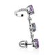 Fashionable Silver Amethyst Ear Climber Cuff, image 