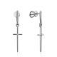 Cross Design Silver Crystal Dangle Earrings, image 