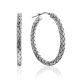 Elliptical Design Silver Hoop Earrings The Silk, image 