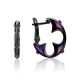 Vintage Style Silver Enamel Half Hoop Earrings The Gothic, image , picture 4