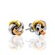 Tri Color Gilded Silver Stud Earrings The Silk, image 