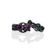 Luminous Blackened Silver Stackable Ring With Garnet  And EnamelThe Gothic, Ring Size: 8 / 18, image , picture 4