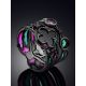Luminous Blackened Silver Stackable Ring With Garnet  And EnamelThe Gothic, Ring Size: 6.5 / 17, image , picture 2