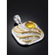 Mix Tone Gilded Silver Amber Pendant, image , picture 2