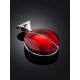 Luminous Silver Amber Oval Pendant The Sangria, image , picture 2