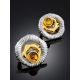 Luminous Silver Amber Earrings, image , picture 2