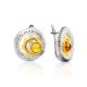 Luminous Silver Amber Earrings, image 