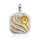 Mix Tone Gilded Silver Amber Pendant, image 