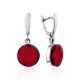 Geometric Design Silver Amber Dangle Earrings The Sangria, image 