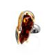 Charming Handmade Cognac Amber Ring In Gold-Plated Silver The Dew, Ring Size: Adjustable, image , picture 3