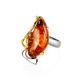 Cognac Amber Adjustable Ring In Gold Plated Silver The Rialto Collection, Ring Size: Adjustable, image , picture 3
