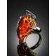 Cognac Amber Adjustable Ring In Gold Plated Silver The Rialto Collection, Ring Size: Adjustable, image , picture 2