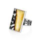 Geometric Silver Adjustable Ring With Cloudy Amber The Lava, Ring Size: Adjustable, image , picture 3